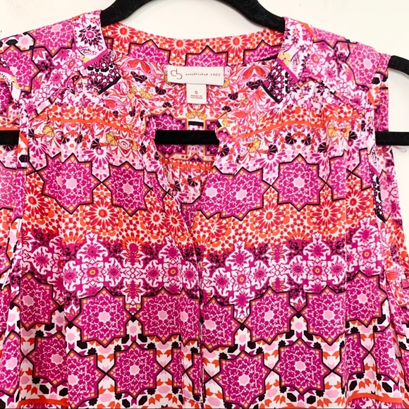 🌸DRESSBARN Pink and Orange Multicolor Boho Tank - Picture 3 of 8